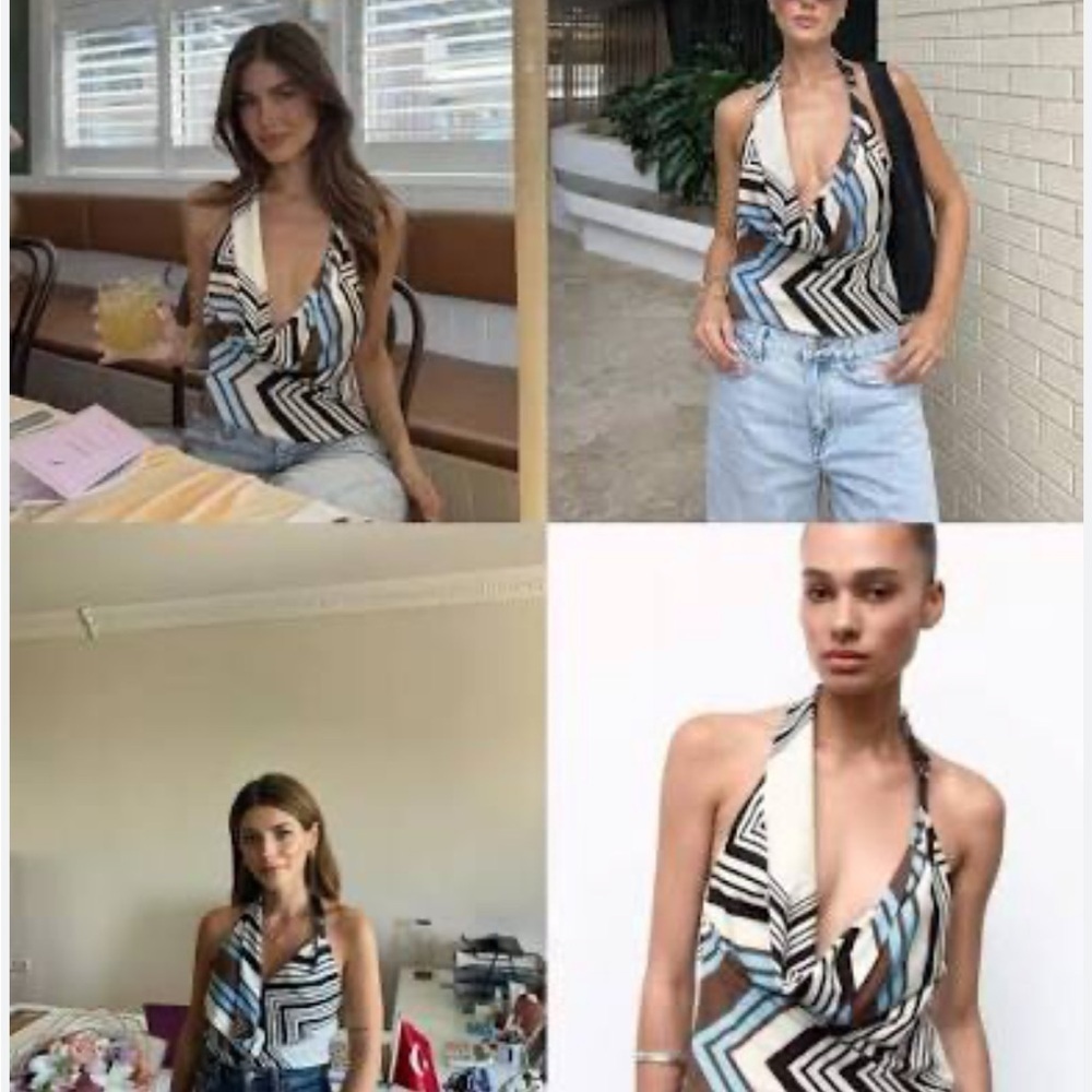 Zara striped halter-style